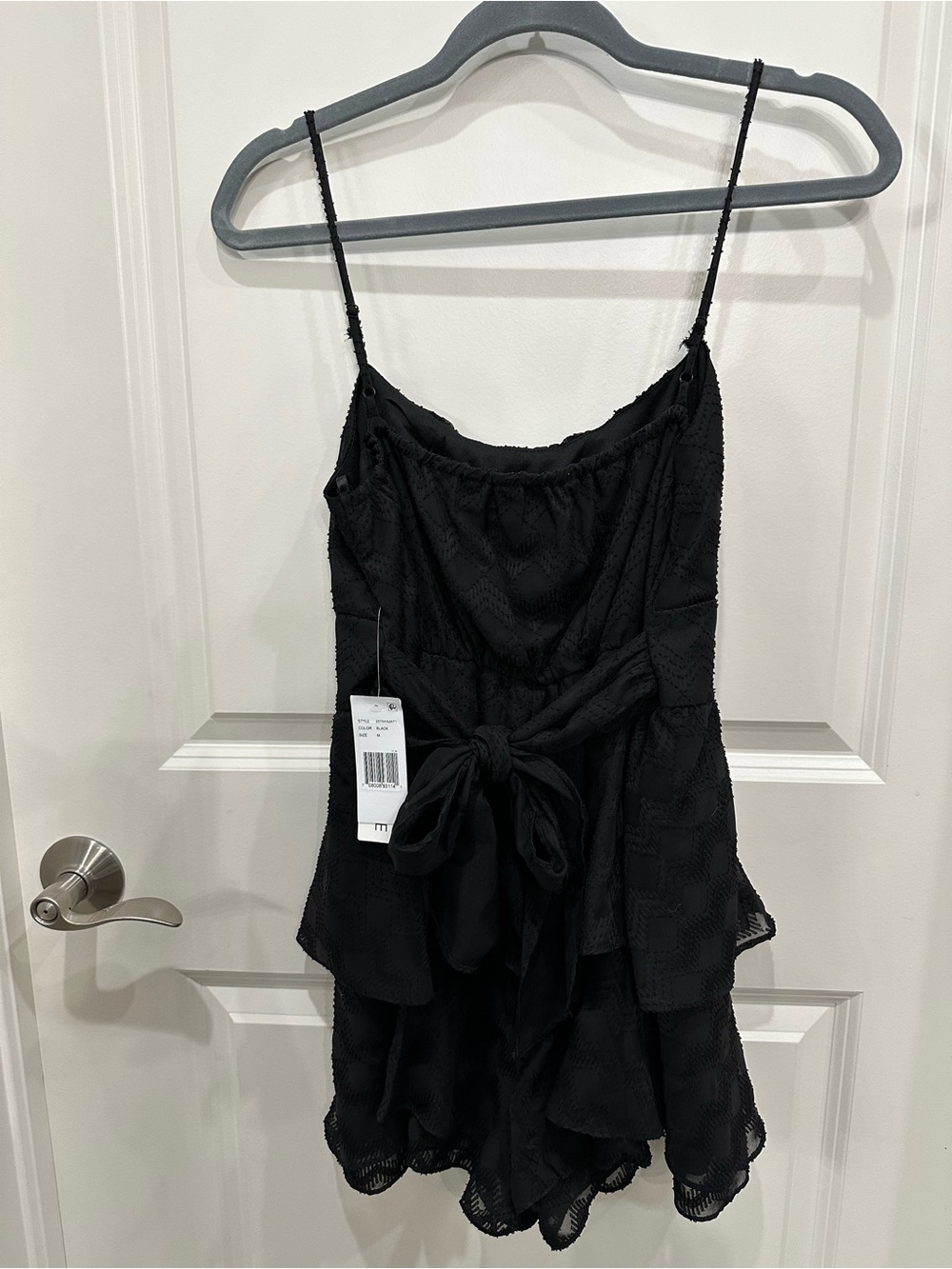 New! Black Tiered Spaghetti-Strap Romper - Picture 2 of 8
